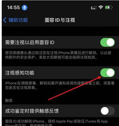 沭阳苹果14维修网点分享iPhone14注视感知功能有什么用 